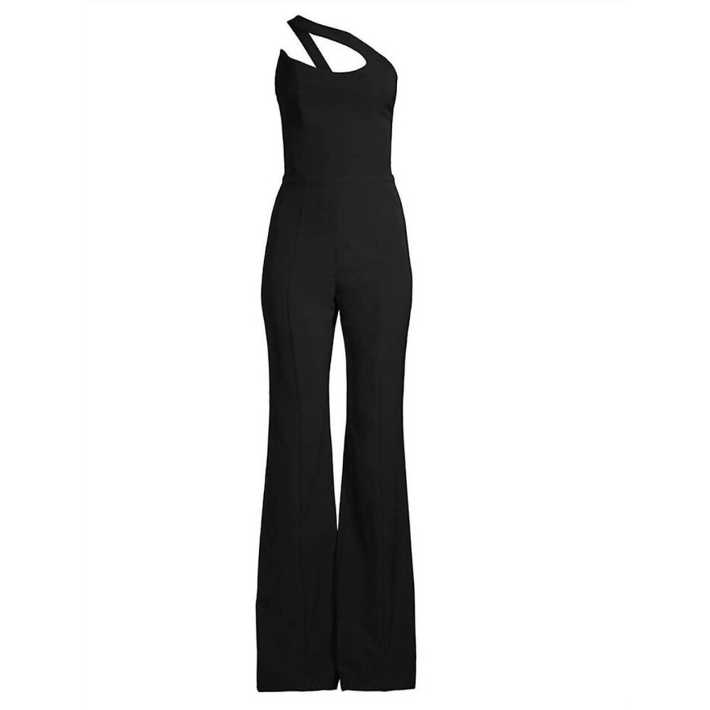 Black One-Shoulder Wide-Leg Jumpsuit - Picture 4 of 8